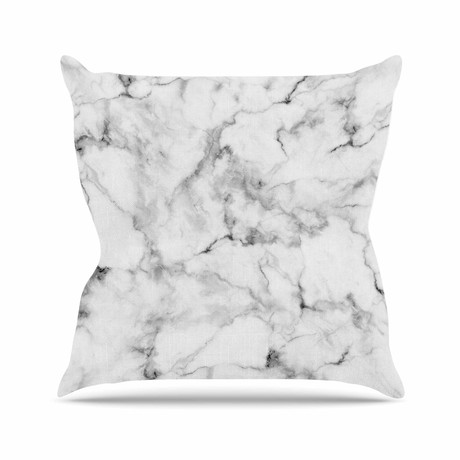 White Marble Black Gray // Throw Pillow (16" L x 16"W)