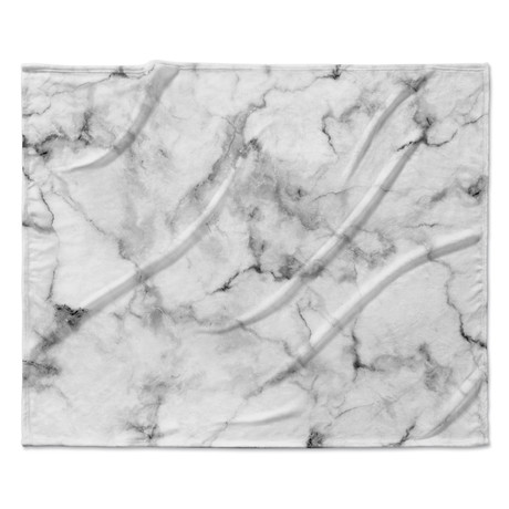 White Marble Black Gray // Fleece Blanket (60" L x 50"W)