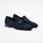 Suede Apron Toe Loafer // Navy (US: 10.5)
