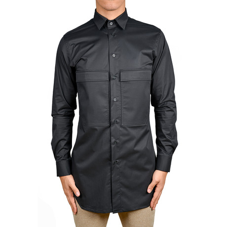 Oversized Chest Pocket Button-Up // Black (S)