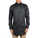 Oversized Chest Pocket Button-Up // Black (M)