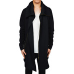 Asymmetrical Zip Funnel Neck Coat // Black (S)