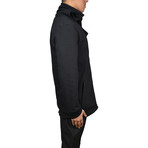 Asymmetrical Zip Funnel Neck Long Sweat Shirt // Black (S)