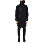 Asymmetrical Zip Funnel Neck Coat // Black (S)