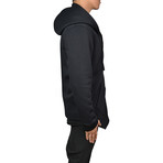 Asymmetrical Zip Long Hoodie // Black (S)