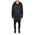 Asymmetrical Zip Long Hoodie // Black (S)