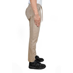 Asymmetrical Drop Crotch Moto Jogger // Beige (S)