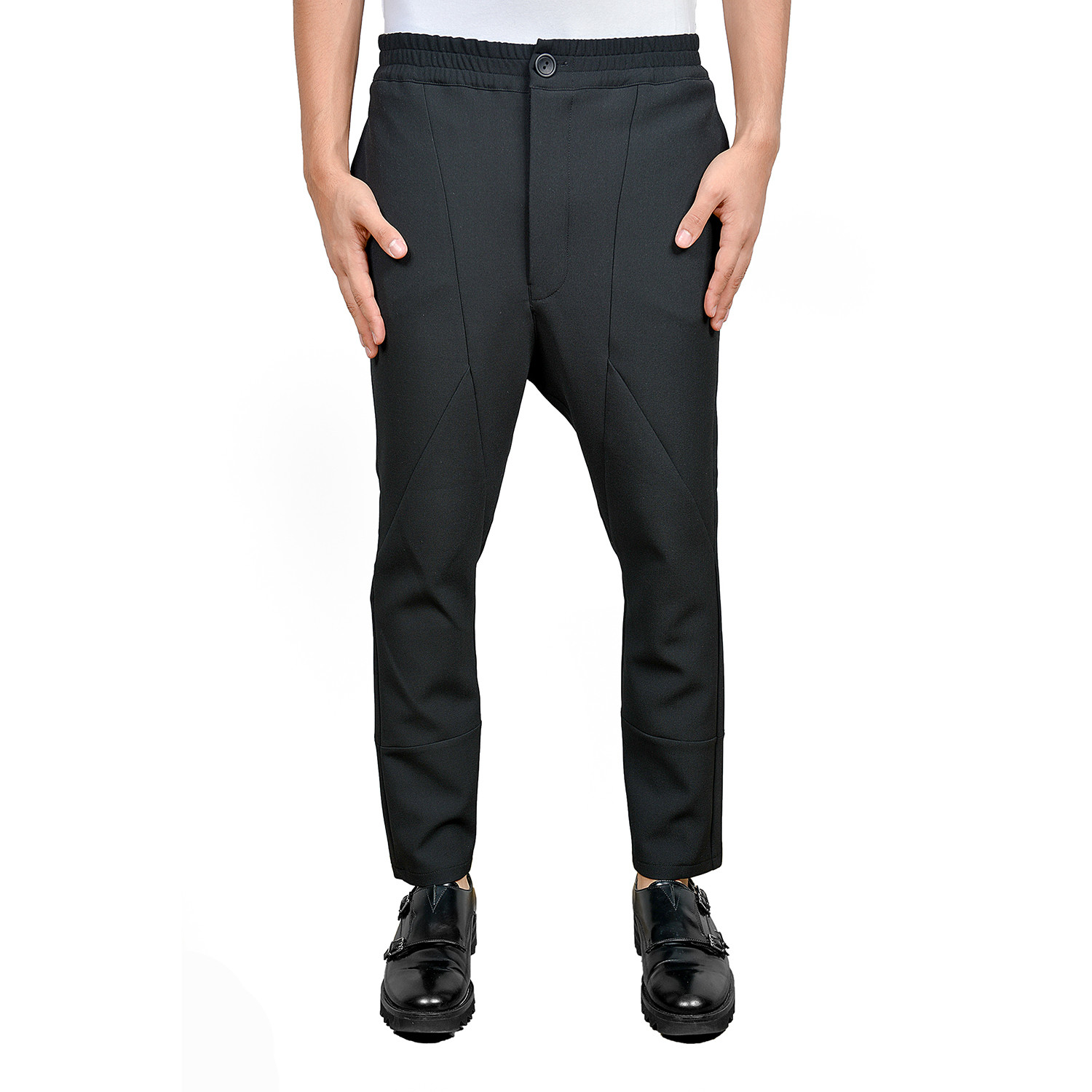Angular Seam Drop Crotch Trousers // Black (S) - E X E - Touch of Modern