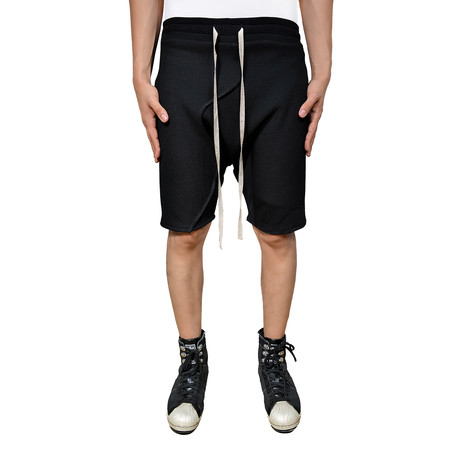 Seamed + Blocked Drop Crotch Shorts // Black (S)