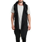 Hooded Panel Cascade Vest // Black (S)