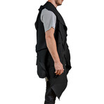 Asymmetrical Pieced Hooded Cascade Vest // Black (S)