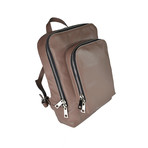 Square Leather Backpack // Beige
