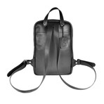 Square Leather Backpack // Black
