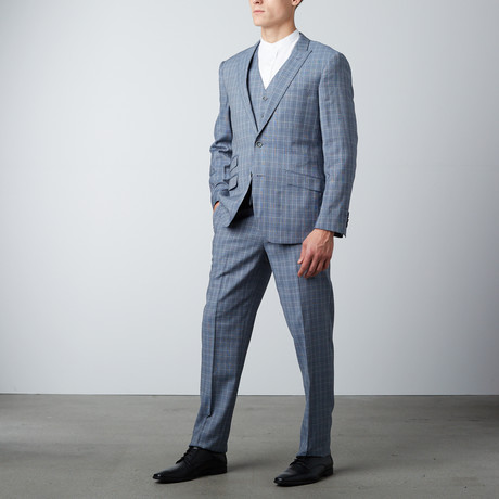 Bella Vita // Slim Fit 3-Piece Suit // Slate Prince of Wales Check (US: 36S)