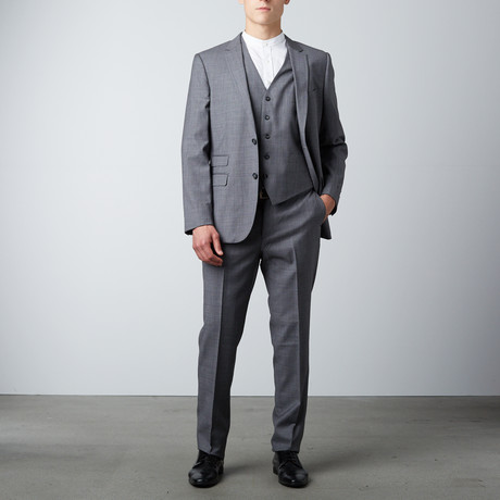 Bella Vita // Slim Fit 3-Piece Suit // Grey Windowpane (US: 36S)