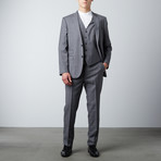 Bella Vita // Slim Fit 3-Piece Suit // Grey Windowpane (US: 36S)