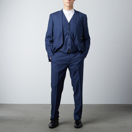 Slim Fit 3-Piece Suit // Navy Windowpane (US: 40R)