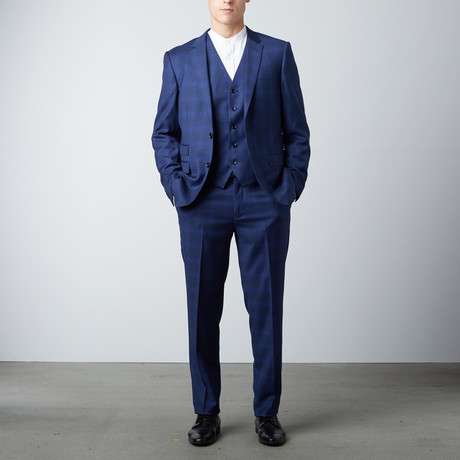Slim Fit 3-Piece Suit // Executive Blue Check (US: 40R)