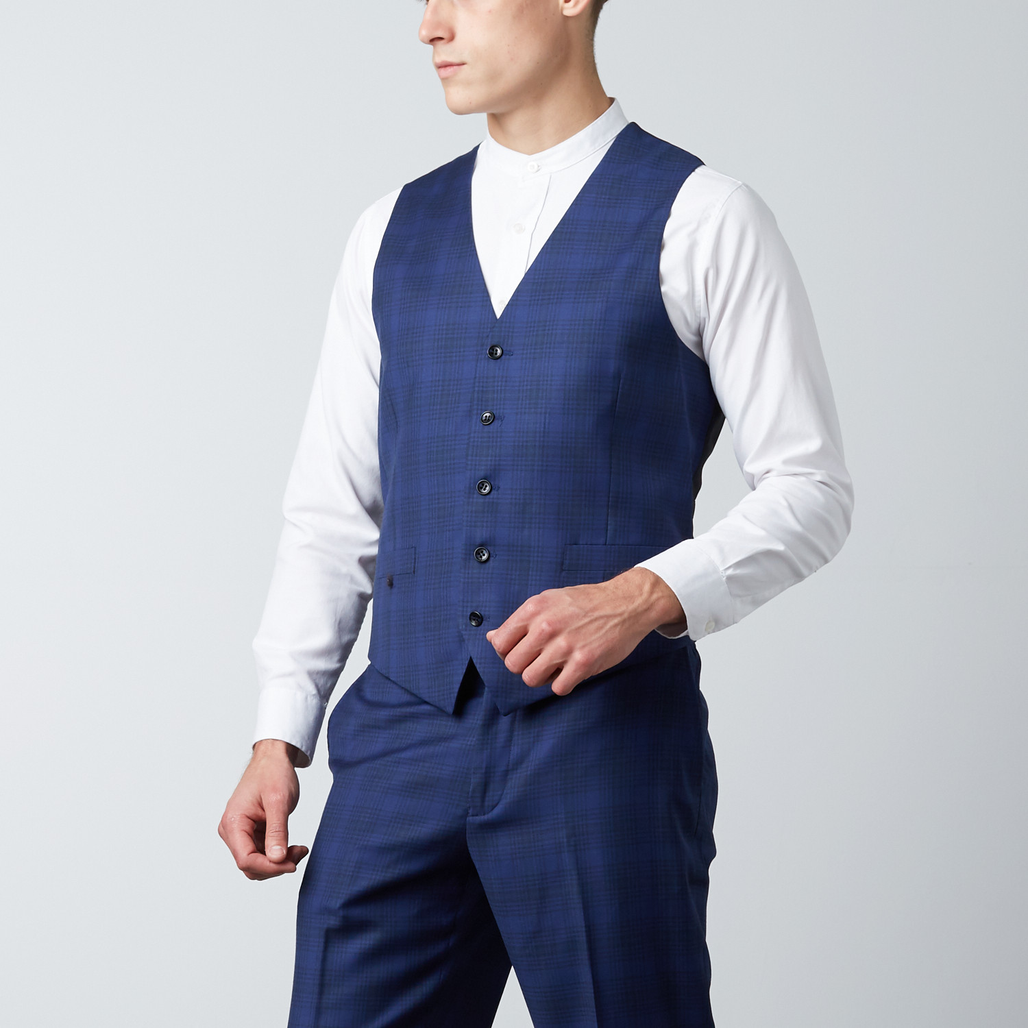 Slim Fit 3-Piece Suit // Executive Blue Check (US: 44S) - Clearance ...
