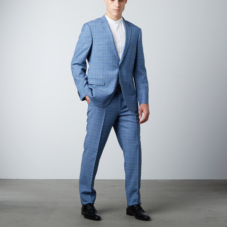 Bella Vita // Slim Fit Suit // Light Blue Prince of Wales Check (US: 36S)