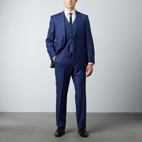 Half-Canvas 3-Piece Suit // Blue Check (US: 38R)