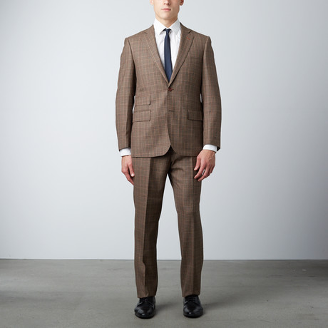 Via Roma // Half-Canvas Suit // Brown Prince of Wales Check (US: 36S)