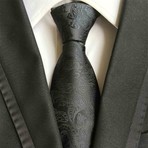 Blanc // Handmade Silk Tie // Black Paisley