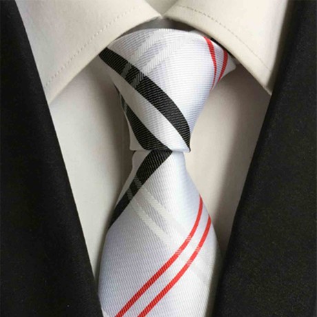 Blanc // Handmade Silk Tie // White + Black Plaid