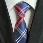 Blanc // Handmade Silk Tie // Navy + Red Plaid