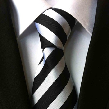 Blanc // Handmade Silk Tie // Black + White Stripe