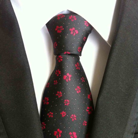 Blanc // Handmade Silk Tie // Black + Red Floral