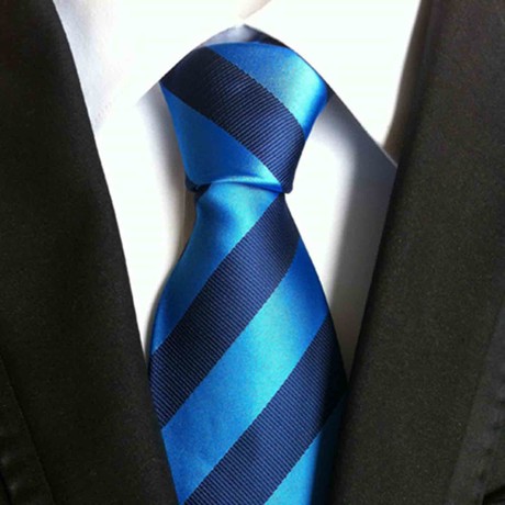 Blanc // Handmade Silk Tie // Blue + Navy Stripe