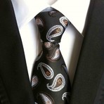 Blanc // Handmade Silk Tie // Black + Yellow + White Paisley