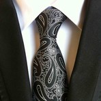 Blanc // Handmade Silk Tie // Black + White Paisley