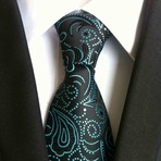 Blanc // Handmade Silk Tie // Black + Aqua Floral