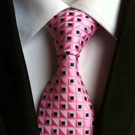 Blanc // Handmade Silk Tie // Pink + Black Check