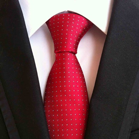 Blanc // Handmade Silk Tie // Red + White Dot