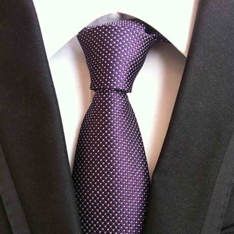 Blanc // Handmade Silk Tie // Purple + White Dot