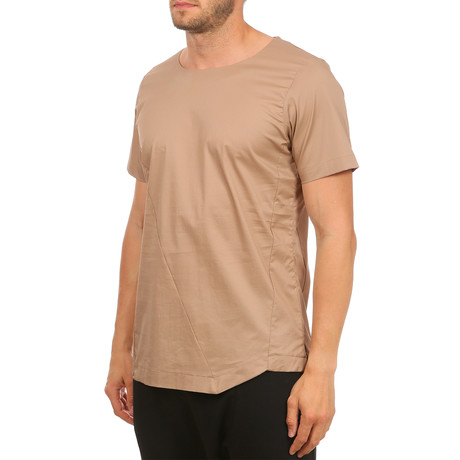 Asymmetrical Stitched Seam T-Shirt // Beige (S)