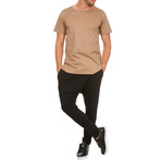 Asymmetrical Stitched Seam T-Shirt // Beige (M)