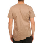 Asymmetrical Stitched Seam T-Shirt // Beige (M)