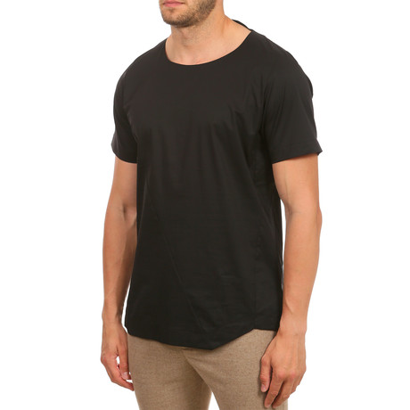 Asymmetrical Stitched Seam T-Shirt // Black (M)