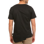 Asymmetrical Stitched Seam T-Shirt // Black (L)