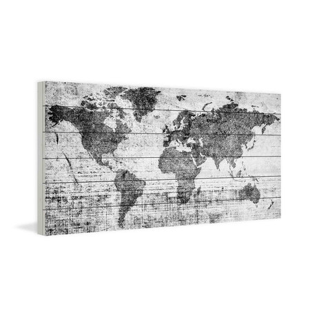 Shaded Continents // White Wood (24"W x 12"H x 1.5"D)