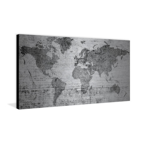 Continents Divided // Brushed Aluminum (24"W x 12"H x 1.5"D)