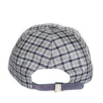 Check Print Leather Trim Baseball Hat // Blue + Gray