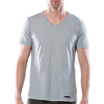 Split Collar V-Neck T-Shirt // Vancouver Grey (M)