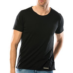 Raw Collar Crew Neck T-Shirt // Pitch Black (L)