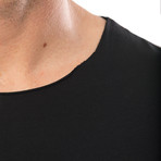 Raw Collar Crew Neck T-Shirt // Pitch Black (S)