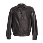 Seamed Chest Leather Jacket // Black (XL)